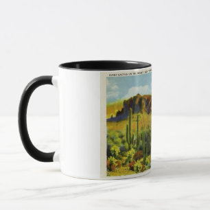Caneca Cacto gigante no deserto - cartão do vintage