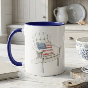 Caneca Cadeira Adirondack Costeira Americana Patriótica
