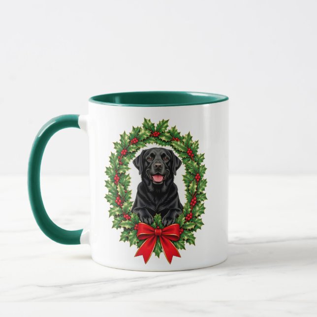 Caneca Cadelia Labradores Retriever Natal Azevinho (Esquerda)