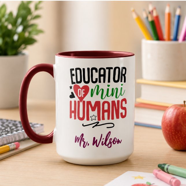 Caneca Caderno de Educador de Humanos Miniatura – Profess (Educator of Mini Humans Notebook – Funny Teacher Mug)
