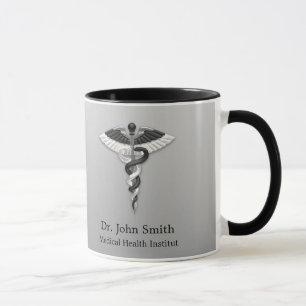 Caneca Caduceus Classy Noble Medical Elegant Black White
