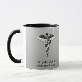 Caneca Caduceus Classy Noble Medical Elegant Black White