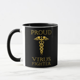 Caneca Caduceus Proud Virus Fighting Yellow Em Preto