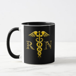 Caneca Caduceus Registrou Enfermeira Amarelo A Preto