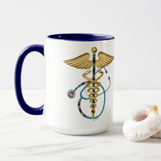 Caneca Caduco com Estetoscópio Azul e Branco