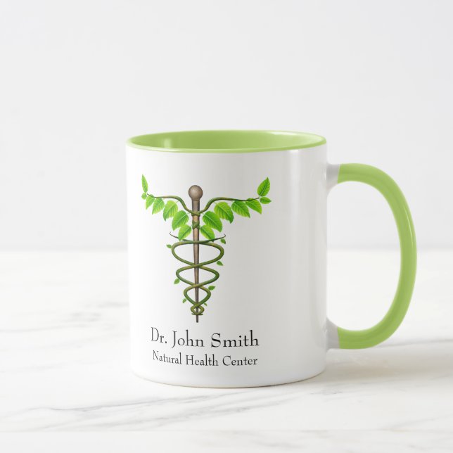 Caneca Caduco Médico Holístico Alternativo Folha Verde (Direita)