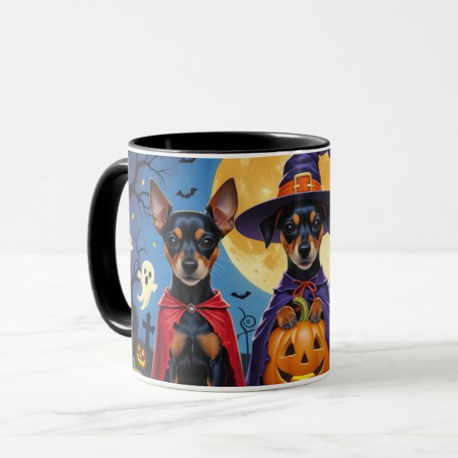 Caneca Cães Affenpinscher Abóbora Dia das Bruxas Engraçad (Frente Esquerda)