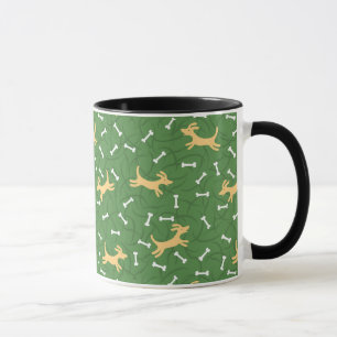 Caneca cães afortunados com fundo dos ossos