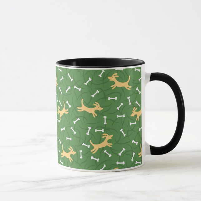 Caneca cães afortunados com fundo dos ossos (Direita)