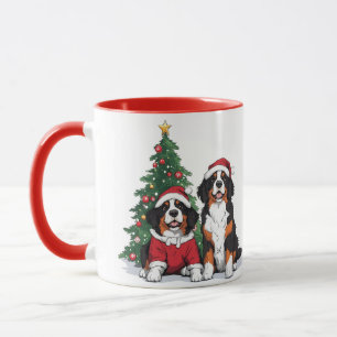 Caneca Cães Berneses de Natal