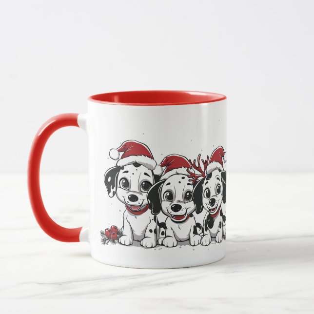 Caneca Cães Dálmatas de Natal (Esquerda)