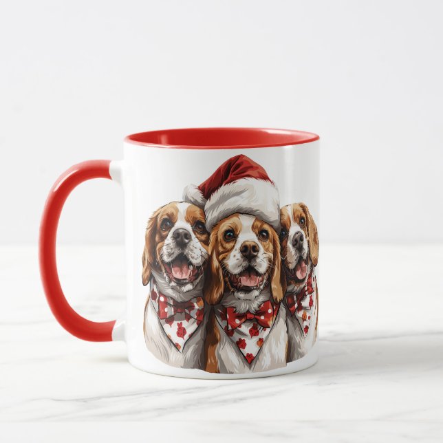 Caneca Cães de Beagle de Natal (Esquerda)