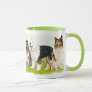 Caneca Cães de chapéu - collie, pastor inglês de cauda