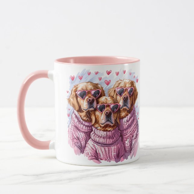 Caneca Cães de dia de os namorados para Retriever Ouros (Esquerda)