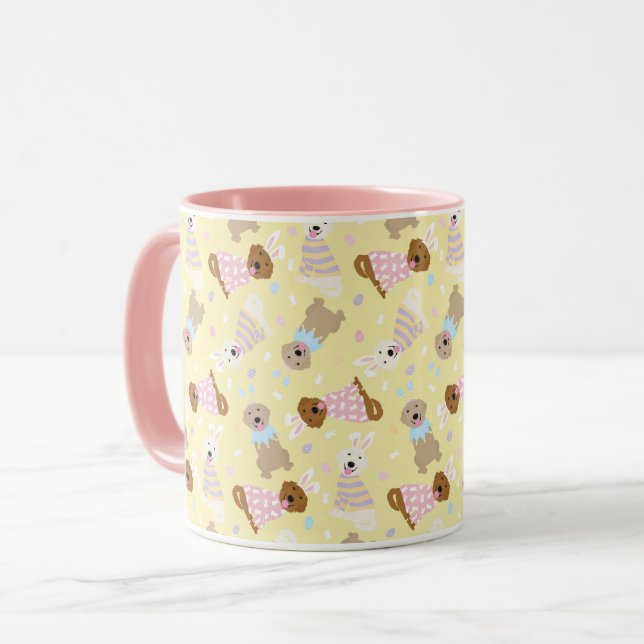Caneca Cães de felz pascoa para Retriever Ouros (Frente Esquerda)