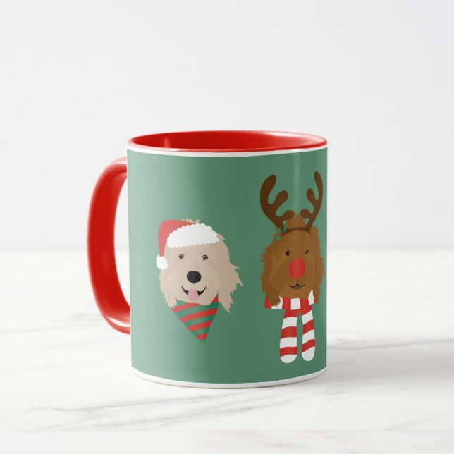 Caneca Cães de Goldendoodle de Natal (Frente Esquerda)