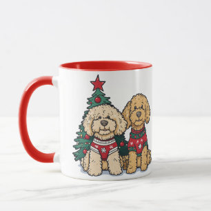 Caneca Cães de Goldendoodle de Natal