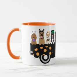 Caneca Cães De Halloween Num Caminhão De Recepção