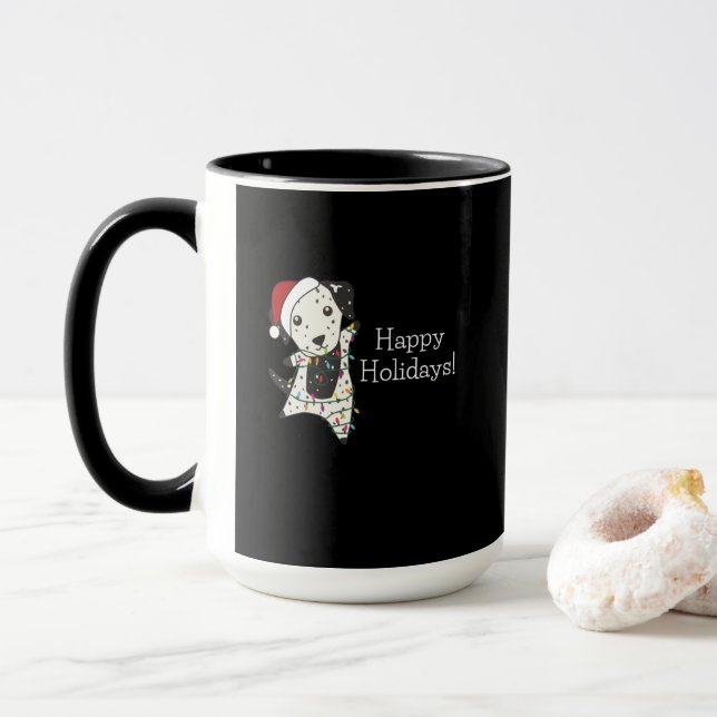 Caneca Cães de Natal Dalmáticos Cães de inverno Cães de i (Com Donut)