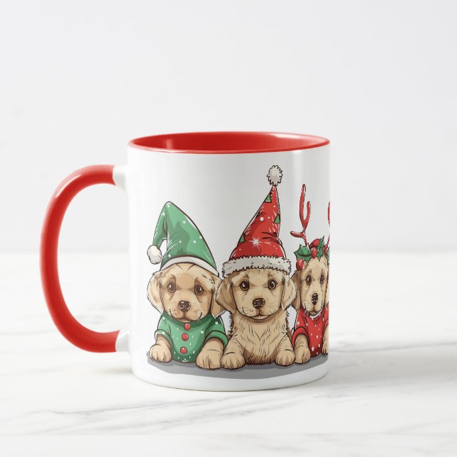 Caneca Cães de varejo do Labrador Amarelo de Natal (Esquerda)