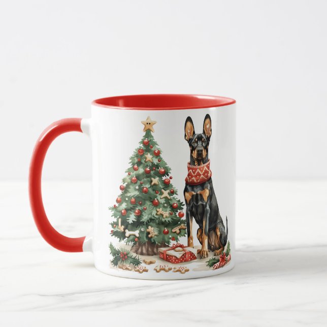Caneca Cães Dobermann de Natal (Esquerda)