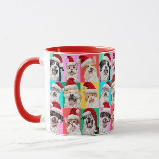 Caneca Cães e Gatos com Barba de Papai Noel (Esquerda)