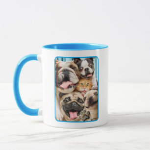 Caneca Cães e uma Foto de Grupo de Gatos