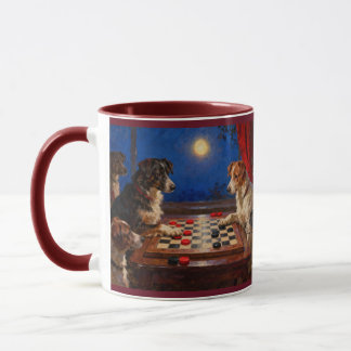 Caneca Cães Engraçados e Fofos Jogando Damas Presente Caf