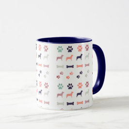 Caneca Cães, Estampas de Pata e Ossos do Cachorro