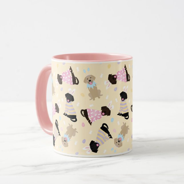 Caneca Cães felzs pascoa Labrador Retriever (Frente Esquerda)