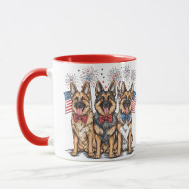 Caneca Cães German shepherd Do Dia 4 De Julho