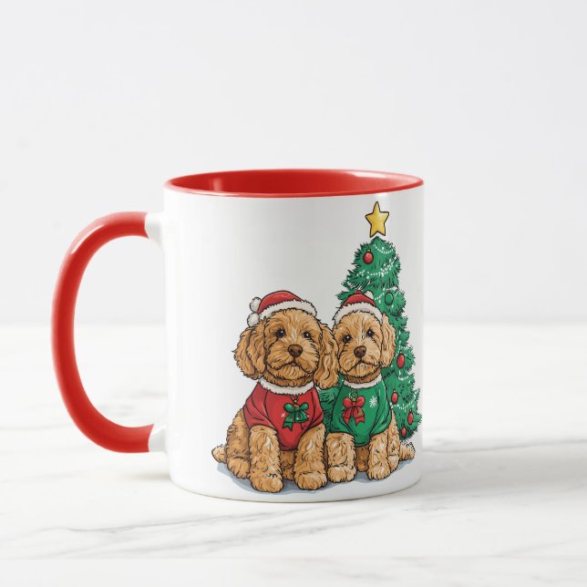 Caneca Cães Goldendoodle de Natal (Esquerda)