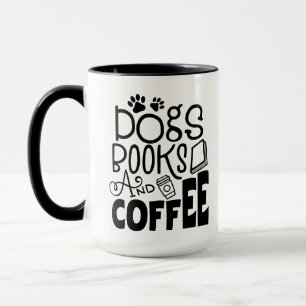 Caneca Cães, Livros e Café