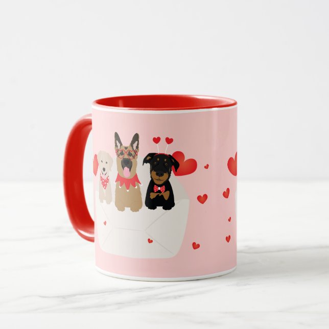 Caneca Cães no Envelope Love (Frente Esquerda)