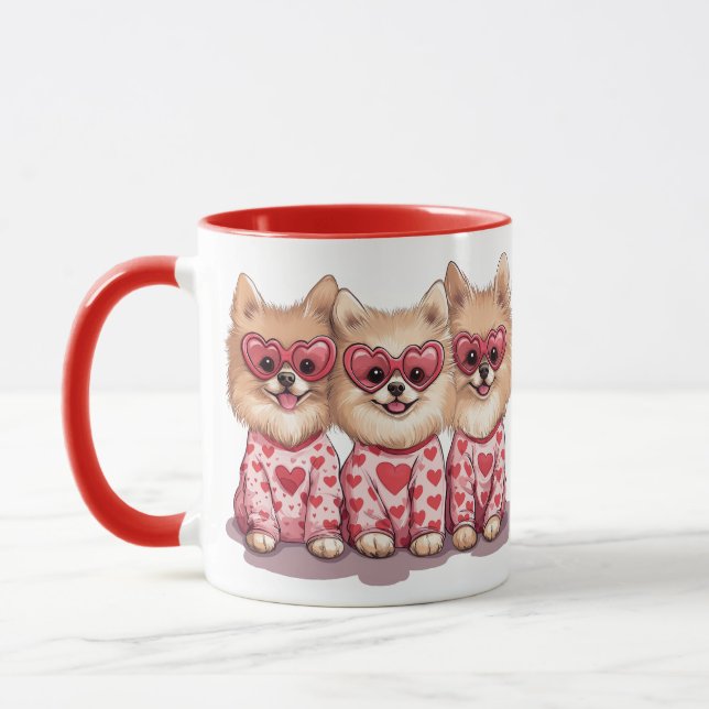 Caneca Cães Pomeranianos dias de os namorados (Esquerda)