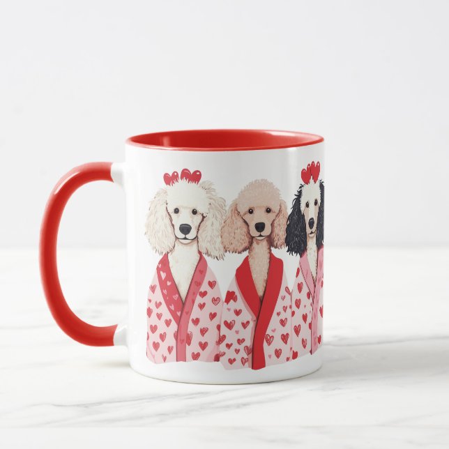 Caneca Cães Poodle Padrão do Dia dos Namorados (Esquerda)