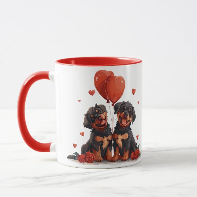 Caneca Cães Rottweiler do dia de os namorados (Esquerda)