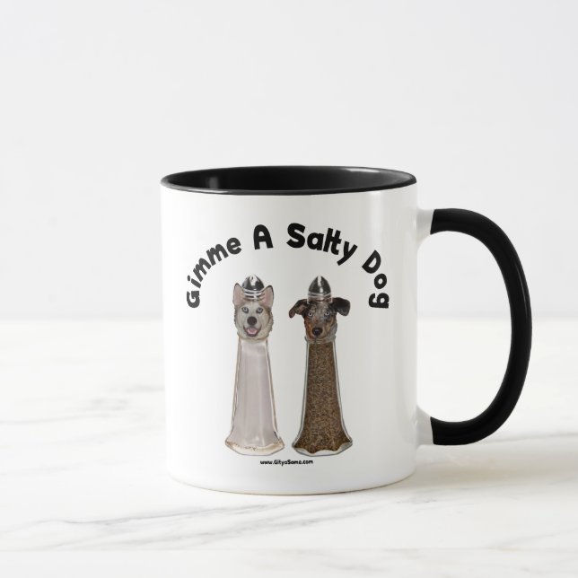 Caneca Cães salgados de sal e de pimenta do cão (Direita)