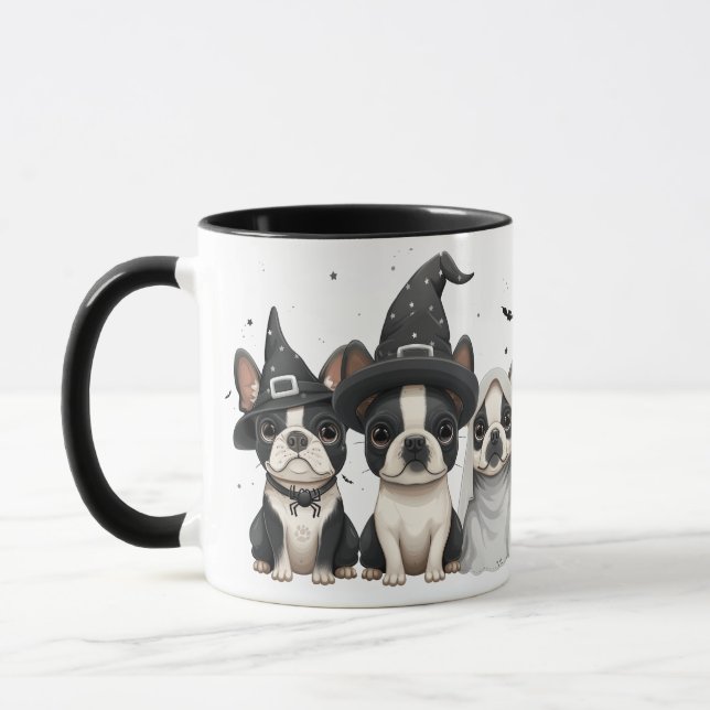Caneca Cães Terrier de Boston Halloween (Esquerda)