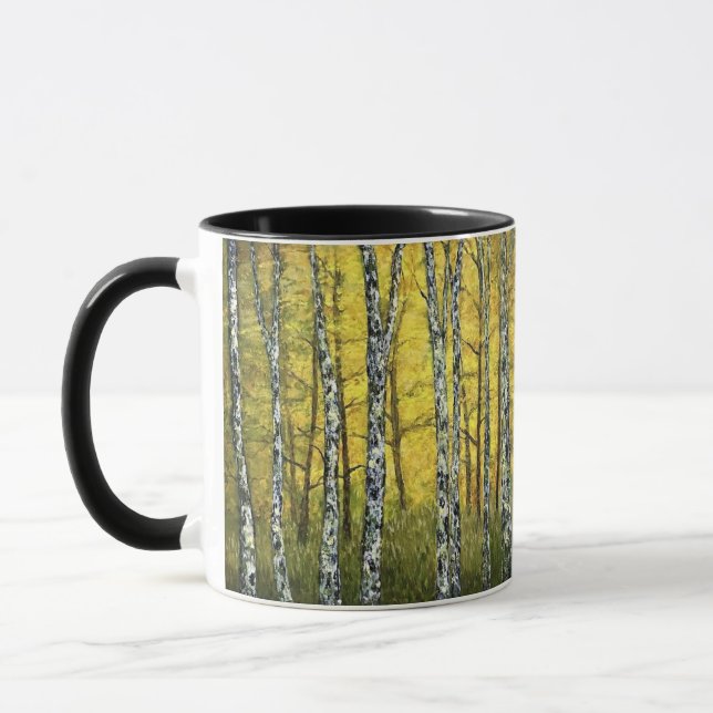 Caneca Café - Árvores de Birch na Floresta Acadia (Esquerda)