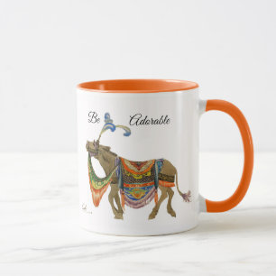 Caneca Café, burro cor de laranja, bonito