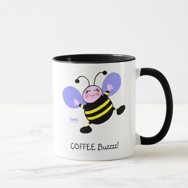 Caneca Café Buzz Bumblebee Caffeine Viciado Cute Engraçad (Direita)