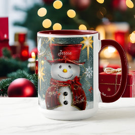 Caneca Café Café Mug Cute Snowman Adicione Nome