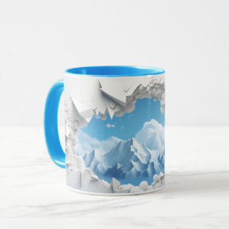 Caneca Café Cerâmico Com Pico De Montanha Com Capa De Nev