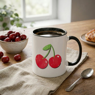 Caneca Café Cereja Vintage Retro