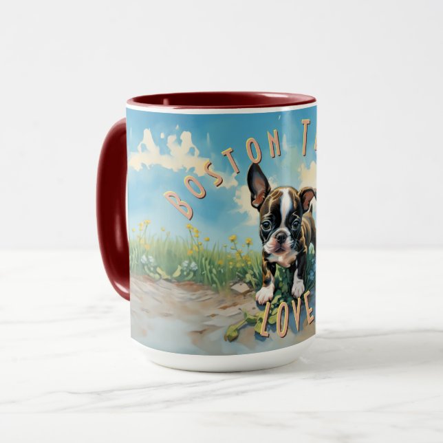 Caneca Café Cheio de Boston Terrier Love (Frente Esquerda)