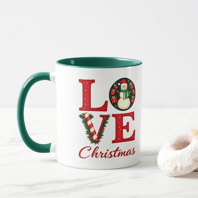 Caneca Café Clássico de Natal Com Amor (Com Donut)