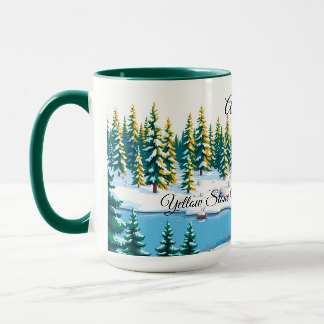 Caneca Café com Cena de Inverno Personalizada de Yellowst (Esquerda)
