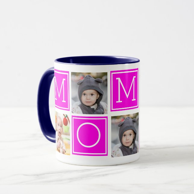 Caneca Café com Colagem de Fotos Personalizadas da Mamãe  (Frente Esquerda)