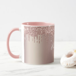 Caneca Café com Glitter Glitter de Coleta Dourada com Ros